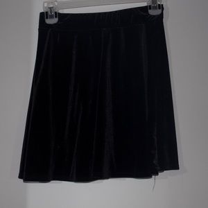 Black velvet skater skirt
